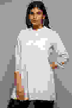 White & Yellow Cotton Yarndyed Kurti image number 5