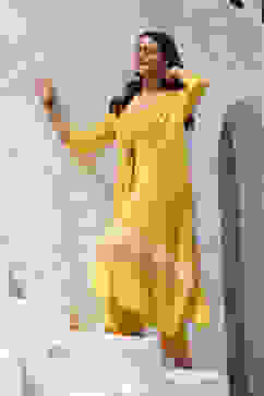 Yellow A-Line Striped Jacket image number 6