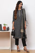 Black Cotton Unstitched Dress Material Suit Set image number 0