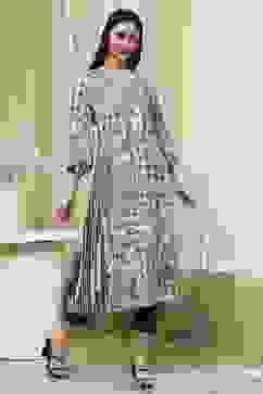 Ivory and Grey Printed Straight Kurta image number 4