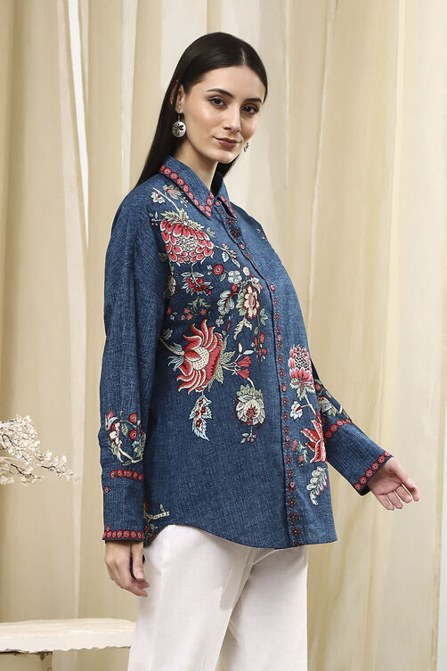 Brown Cotton Floral Printed Shirt image number 4