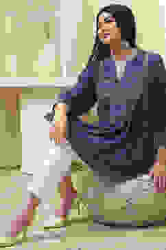 Blue Printed Straight Short Kurta image number 0