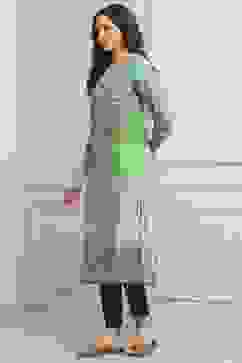 Green LIVA Straight Printed Kurta image number 2