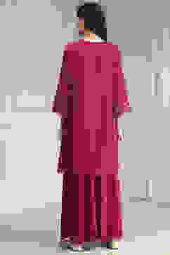 Red Embroidered Straight Suit Set image number 4