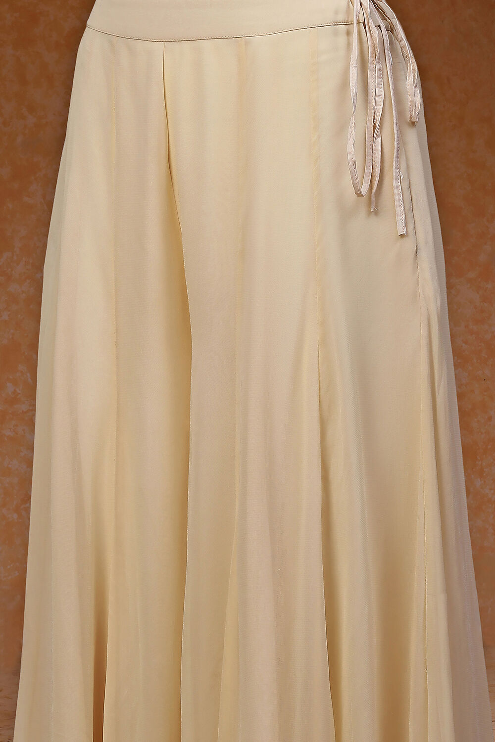 Ivory Poly Georgette Embroidered Fusion Set image number 2