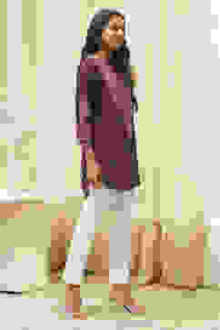 Purple Printed Straight Short Kurta image number 5