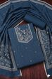 Blue Linen Jamdani Unstitched Suit Set image number 1