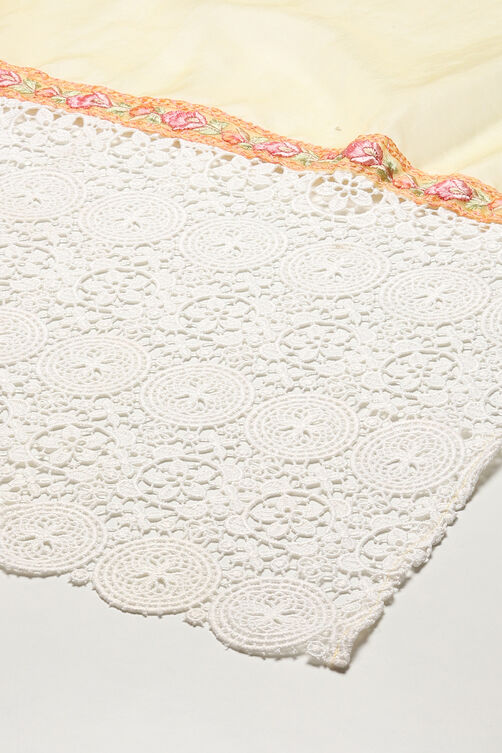 Pastel Yellow Muslin Lace Unstitched Suit Set image number 4