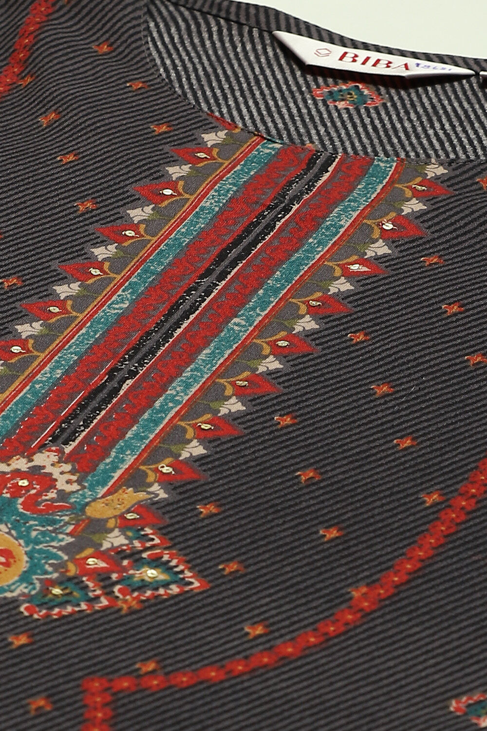 Black LIVA Straight Printed Kurta image number 1