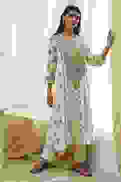 Cream-Colored Printed Straight Kurta image number 0