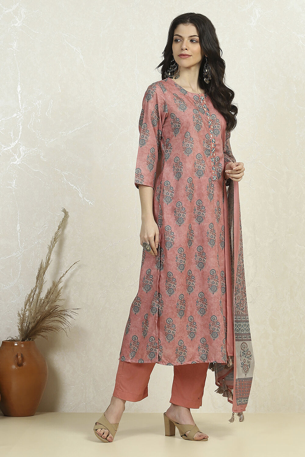 Lime Green Cotton Digital Print Unstitched Suit Set image number 6