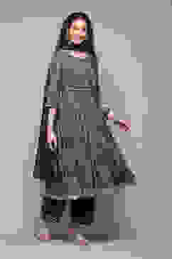 Blue Poly Viscose Anarkali Kurta Palazzo Suit Set image number 5