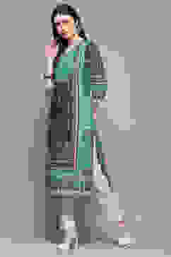 Teal Cotton Straight Kurta image number 2