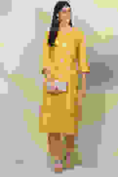 Yellow Straight Viscose Kurta image number 0