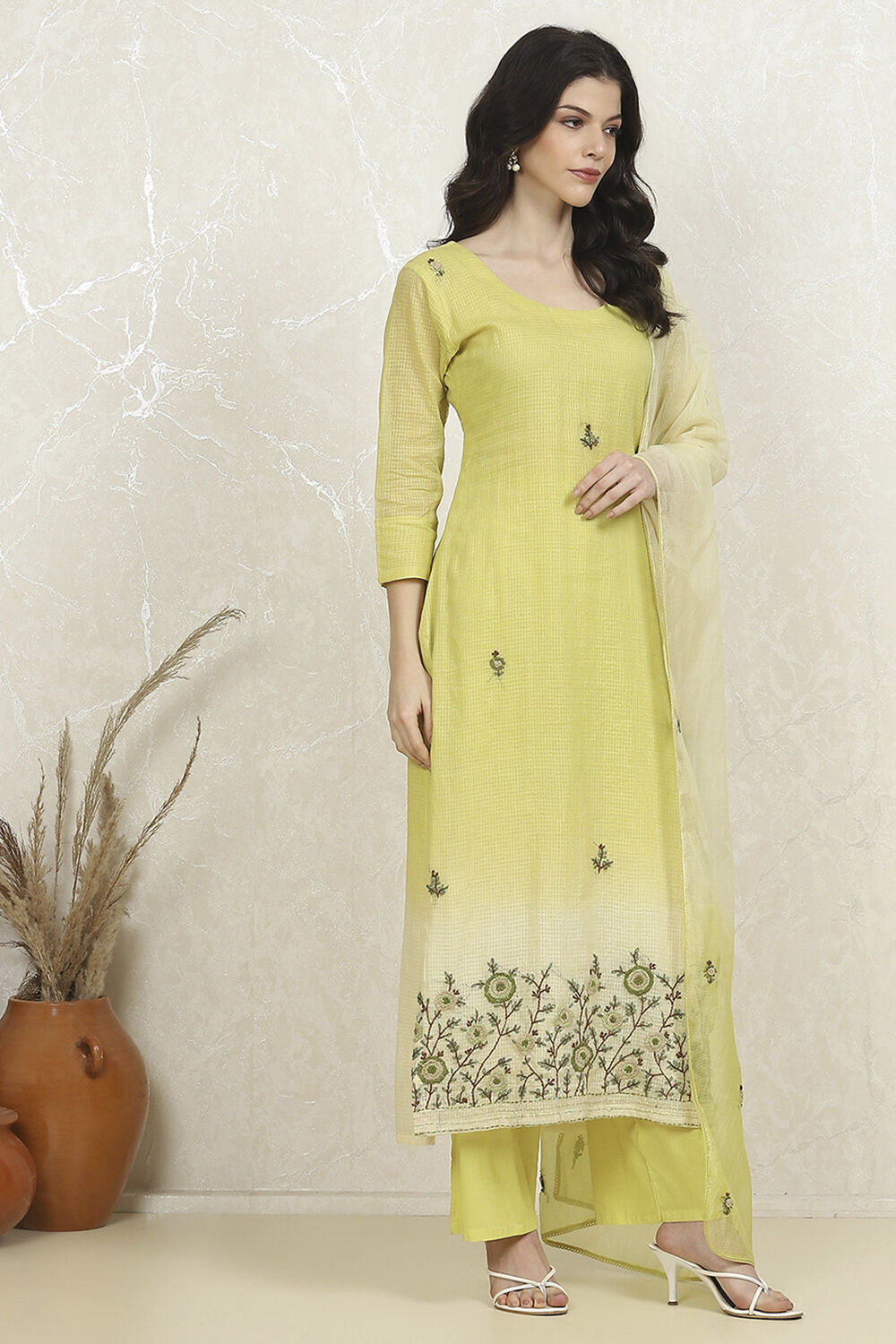 Pink Cotton Hand Embroidered Unstitched Suit Set image number 6