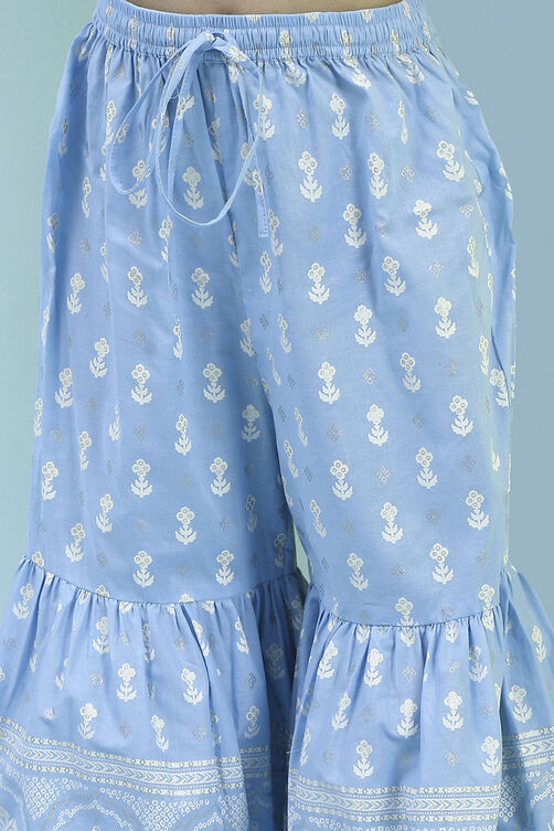 Powder Blue Cotton Tiered Suit Set image number 2