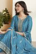 Blue Cotton Kalidar Suit Set image number 1