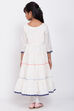 Off White Cotton Tiered Straight Kurta Churidar Suit Set image number 5