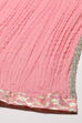Blush Pink Cotton Anarkali Kurta Lehenga Suit Set image number 3