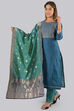 Blue Unstitched dress material Suit Set image number 2