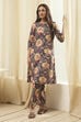 Navy Berry Rayon Flared 2 Piece Set image number 0