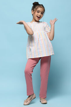 Onion Pink Cotton Lycra Skinny Jeggings image number 0