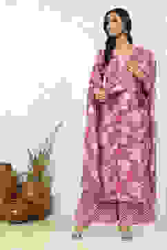 Pink Cotton Floral Unstitched Suit Set image number 1