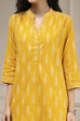 Yellow Cotton Straight Yarndyed Kurta image number 1
