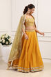 Yellow Cotton Zari Tissue Embroidered Lehenga Set image number 5