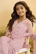 Pink Embroidered Straight Sharara Kurta Set image number 1