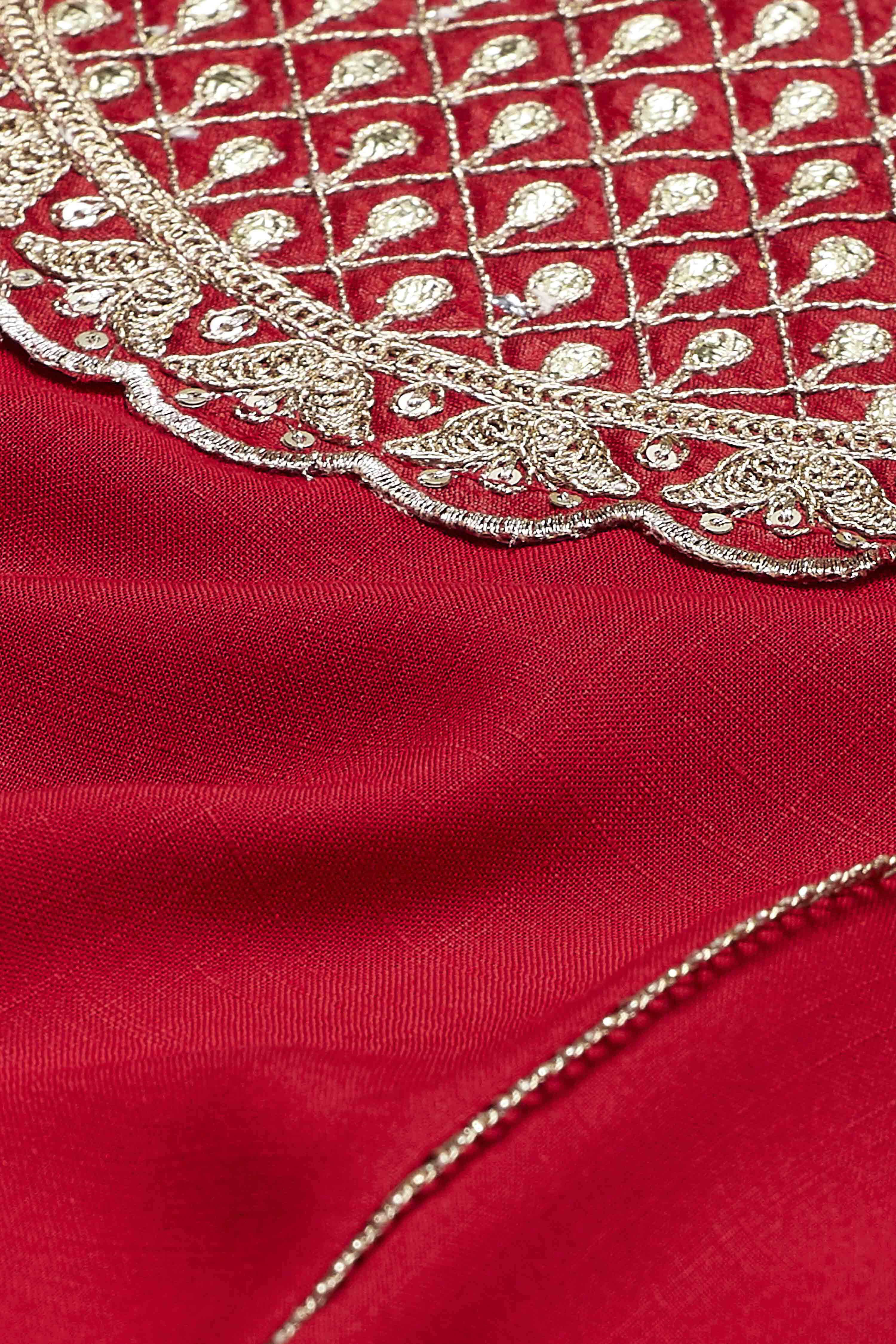 Red Viscose Rayon Solid Suit Set image number 3
