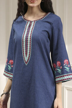 Indigo Blue Cotton Straight Printed Kurta image number 1