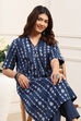 Blue Cotton A Line Kurta image number 6