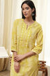 Yellow Cotton Printed Straight Kurta image number 6