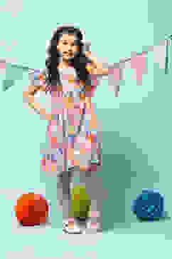 Blue Cotton Gathered Dress image number 5