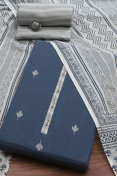 Blue Cotton Woven Unstitched Suit Set image number 0