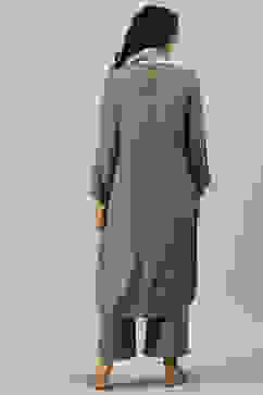 Green LIVA Straight Solid Kurta Set image number 4