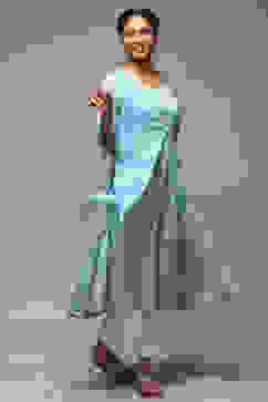 Teal LIVA Blend Straight Printed Kurta image number 0