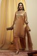 Gold Viscose Rayon Straight Suit Set image number 0