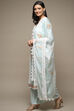 Light Blue Muslin Lace Unstitched Suit Set image number 6