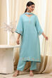 Dull Blue Solid A-Line Suit Set image number 6