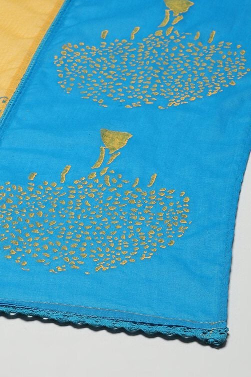 Turquoise Cotton Anarkali Solid Kurta Churidar Suit Set image number 2