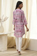 Pink Printed Straight Short Kurta image number 3