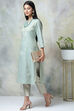 Brown Metallic Cotton Straight Kurta Pants Set image number 5