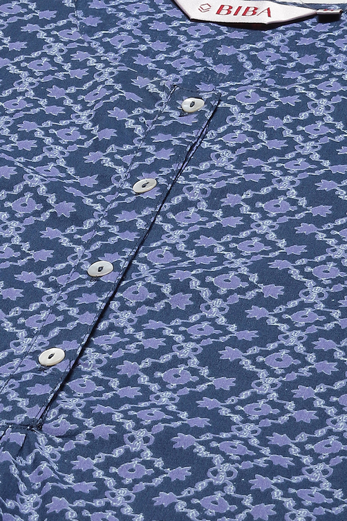 Green Cotton A-Line Kurta image number 1