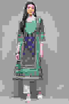 Teal Cotton Straight Kurta image number 5