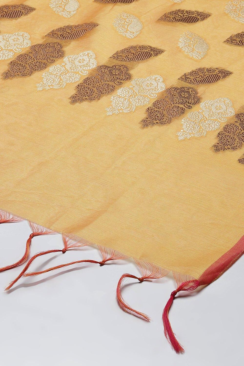 Yellow Art Silk Yarndyed Dupatta image number 1