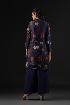 Rohit Bal Indigo Cotton Silk Straight Printed Kurta Set image number 4
