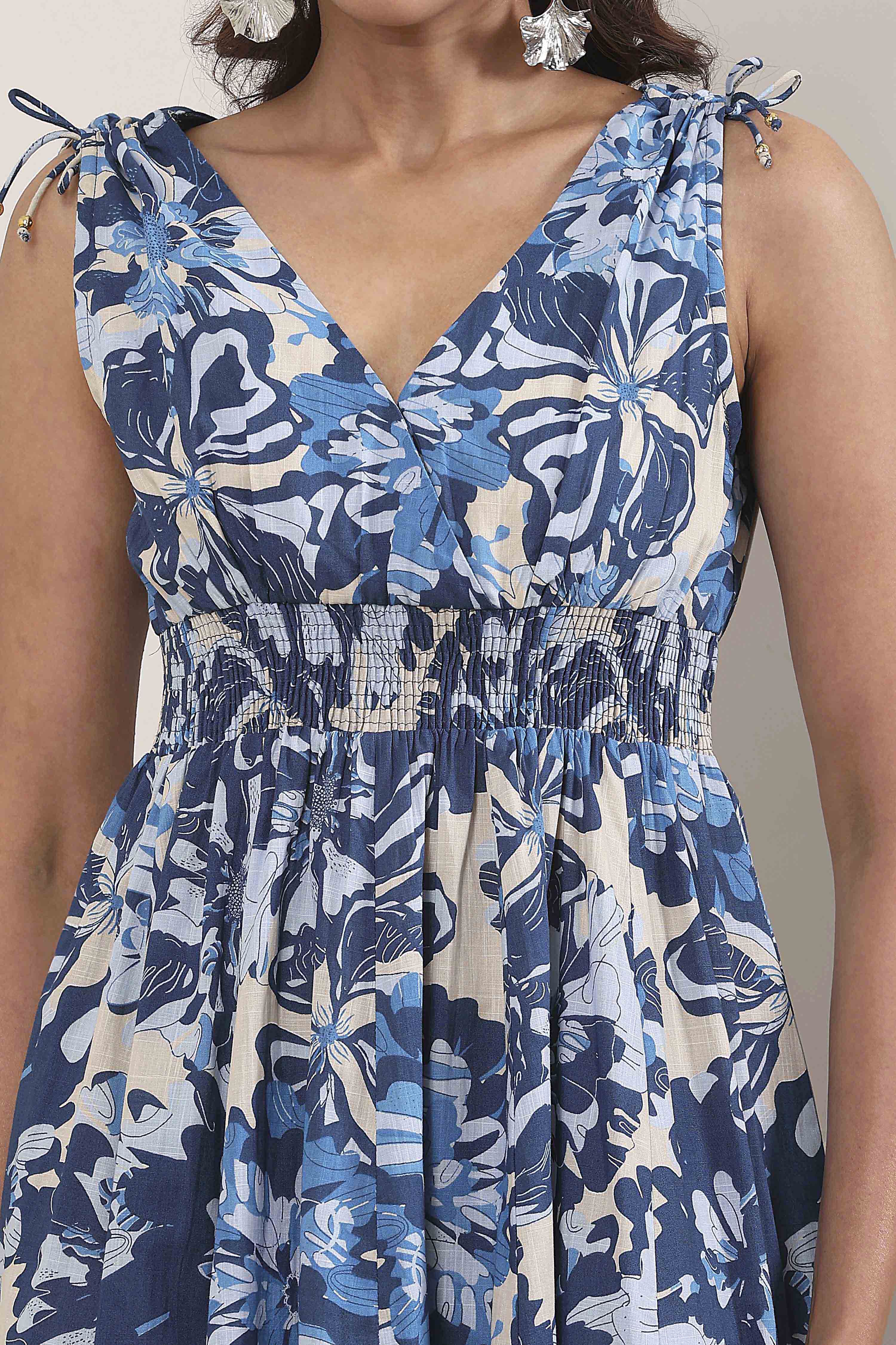 Blue Cotton Kalidar Dress image number 1