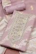 Pink Tissue Chanderi Embroidered Unstitched Suit Set image number 1